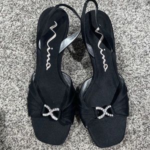 EUC worn once Mina 7 1/2m black with rhinestones heels